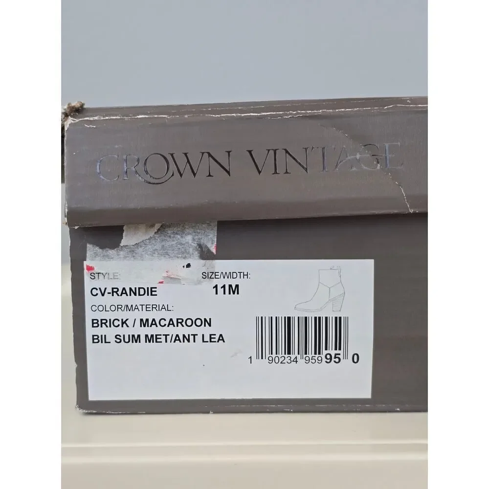 Crown Vintage Randie Women’s Metallic Block Heel Ankle Boots Size 11 NWT
